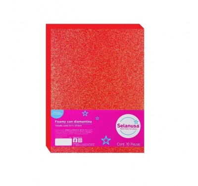 Foamy tamaño carta diamantado rojo con 10 piezas