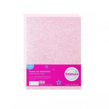 Foamy tamaño carta diamantado rosa con 10 piezas