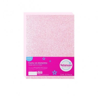 Foamy tamaño carta diamantado rosa con 10 piezas