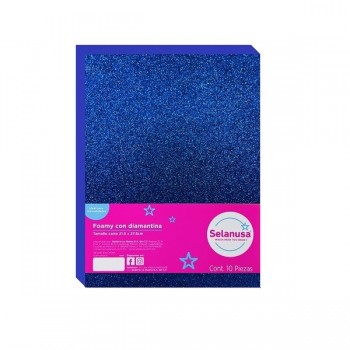 Foamy tamaño carta diamantado azul rey con 10 piezas