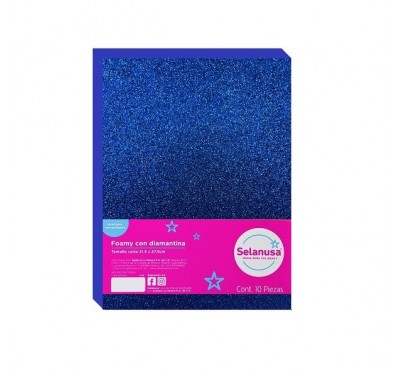 Foamy tamaño carta diamantado azul rey con 10 piezas