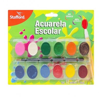 Acuarela con 12 pastillas Stafford carton