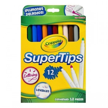 Plumin Crayola con 12 delgados supertips