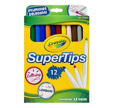 Plumin Crayola con 12 delgados supertips