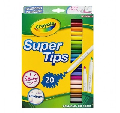 Plumon Crayola con 20 delgados lavables Supertips