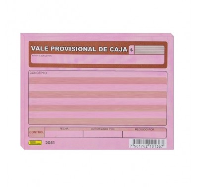 Vale de caja modelo 2051 Printaform